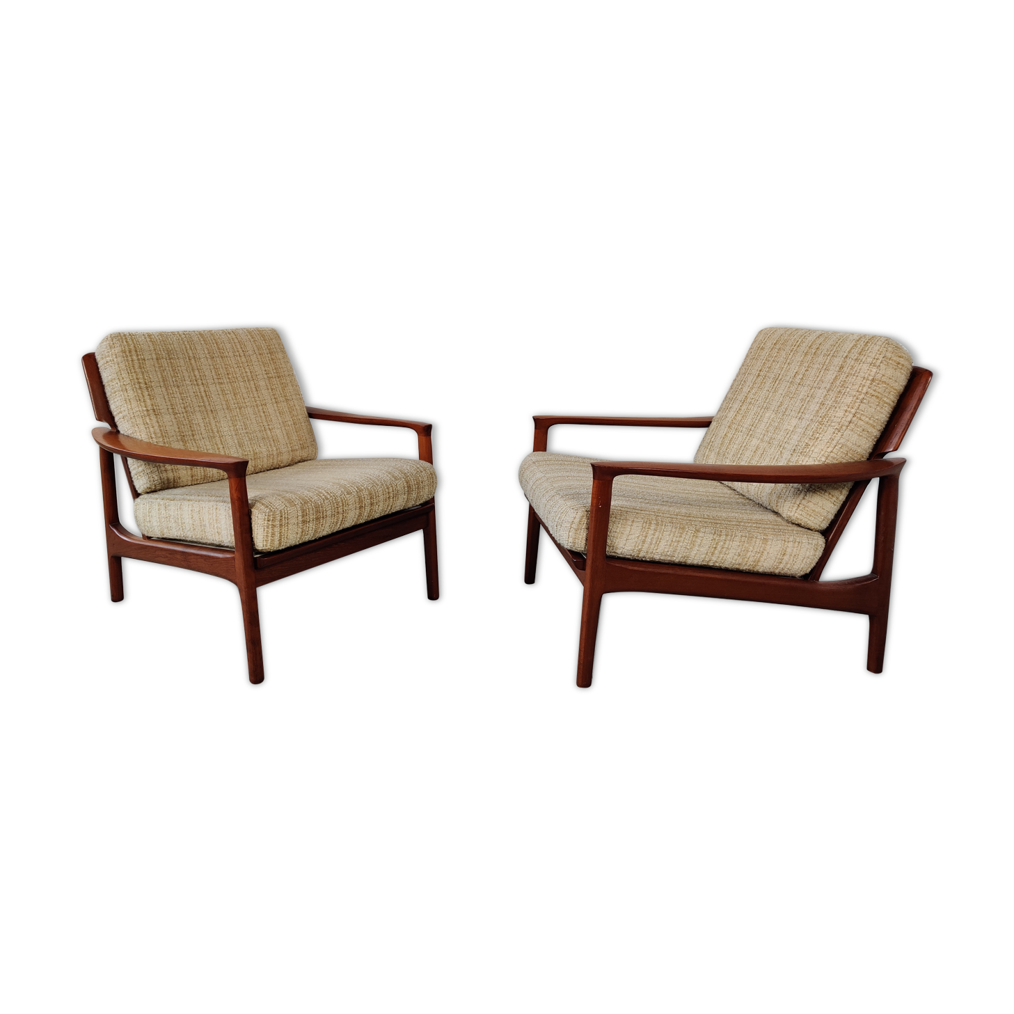 Pair of Scandinavian teak armchairs, Denmark 60s