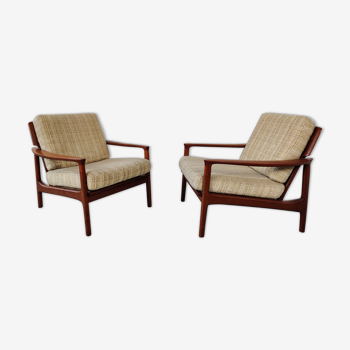 Pair of Scandinavian teak armchairs, Denmark 60s