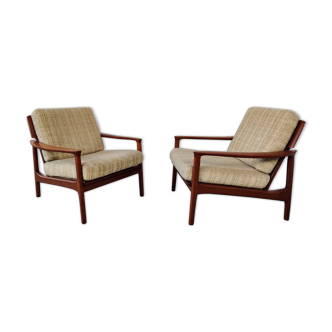 Pair of Scandinavian teak armchairs, Denmark 60s