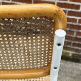 Cesca chair b32 model in white and wood by Marcel Breuer