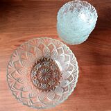 Dessert set, bowls and salad bowl in vintage textured glass