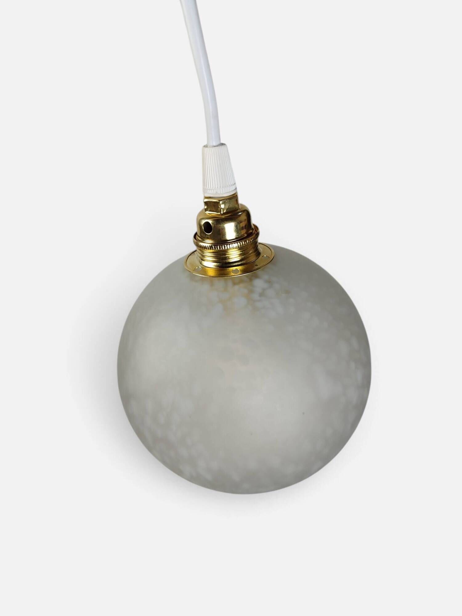 Small speckled frosted glass ball pendant – 1970s