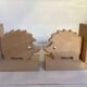 Pair of wooden hedgehog bookends