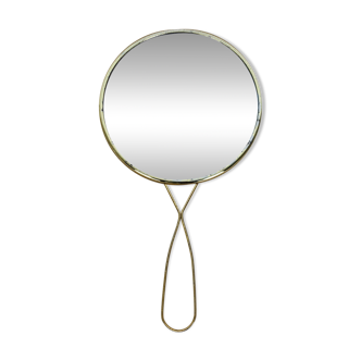 "Elite" Double-sided gold metal hand barber mirror