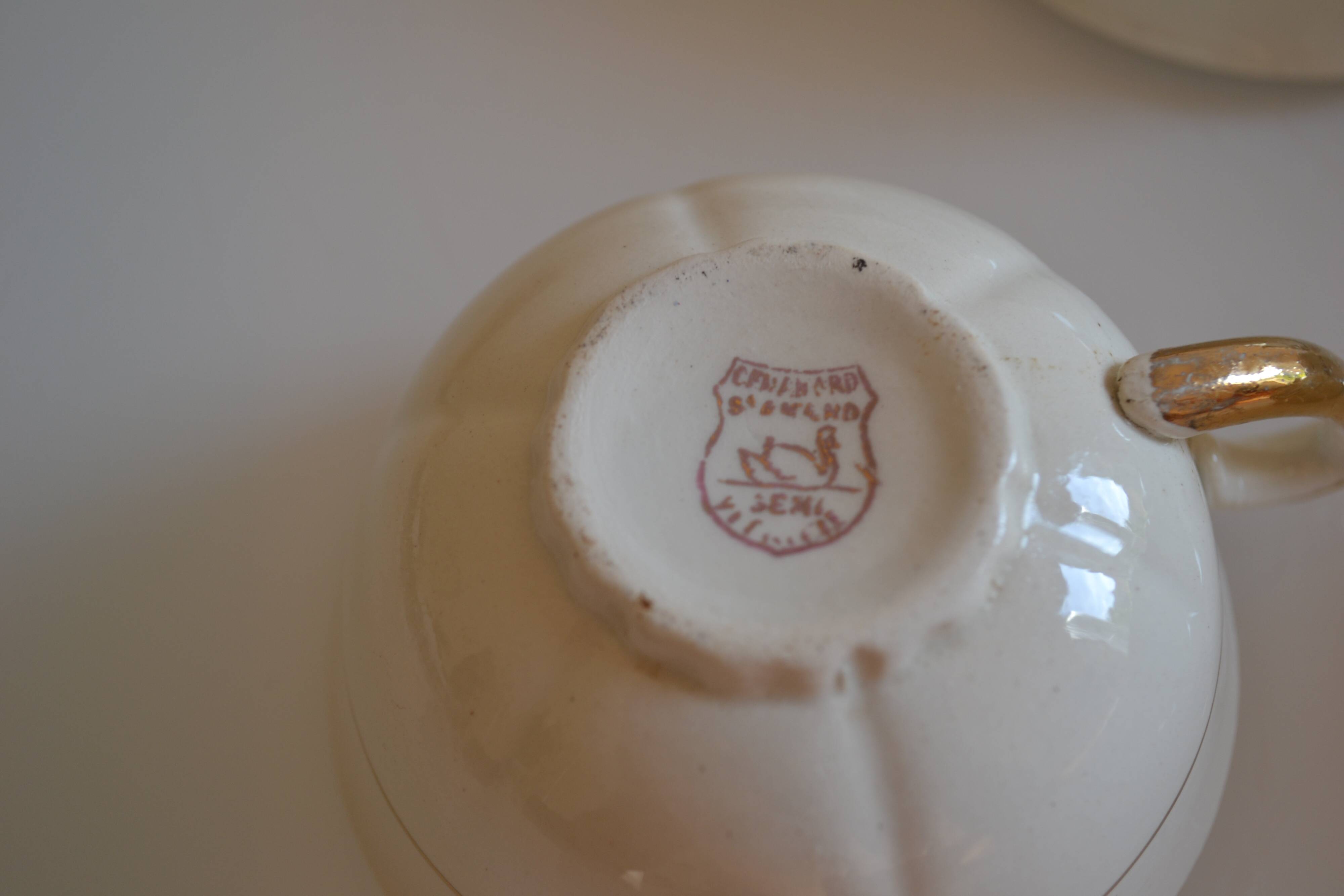 5 earthenware coffee or tea cups from saint amand france 1950