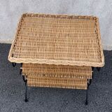 Wicker lyre side table