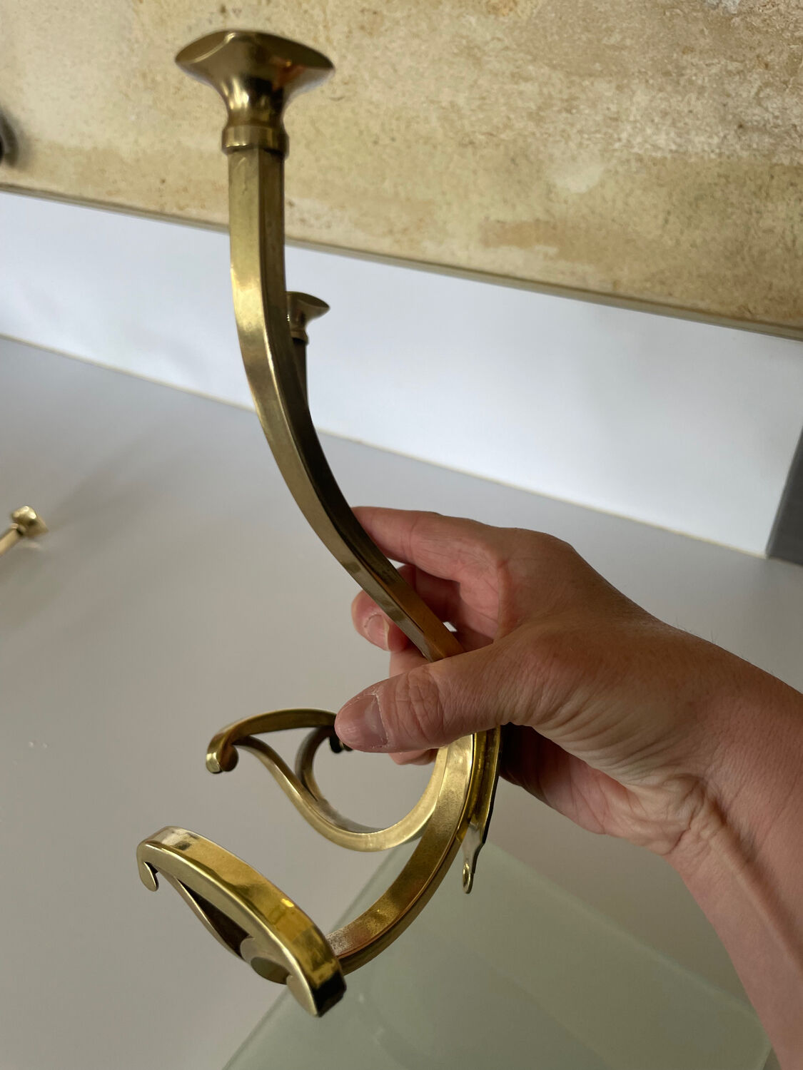 2 coat hooks with 4 branches in gilded brass