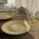 Set of 6 vintage yellow stemmed glasses: consisting of 4 large and 2 small.
