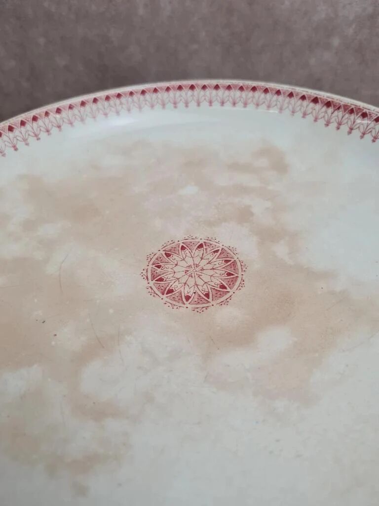 High earthenware compote from Sarreguemines, Ogives model.