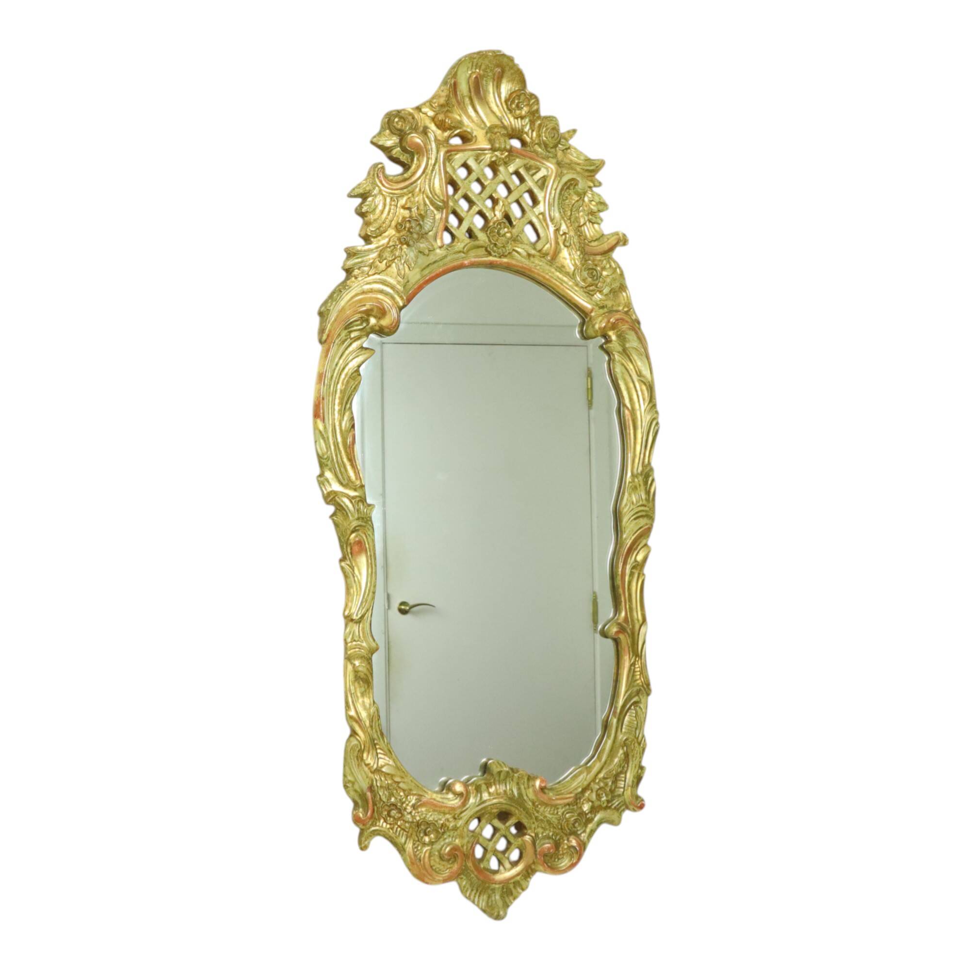 Large Swedish Mirror Gold Leaf Gilded Classic Rococo Style 119cm