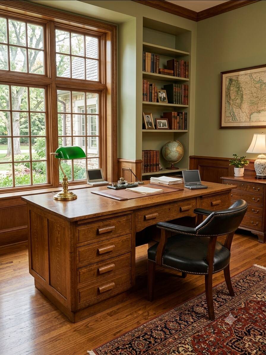 Bureau ministre XXL en chêne , 220 × 95 cm