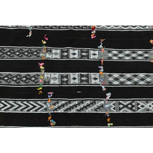 1970s Vintage Turkish Oushak Handmade Wool Cotton Black Runner Rug 169x190