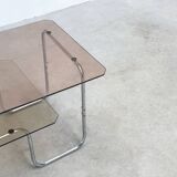 1980s 2-tier chrome coffee table