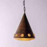 Nanny Still Copper Glass Brutalist Cone Pendant, RAAK, 1960s