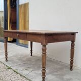 Table de Ferme rustique en chêne massif piètements louis Philippe 19ème -1m40