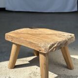 Small side table or stool in four-legged blond teak H:30 L43 l30