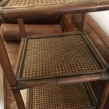 Side table in cane wood and bamboo