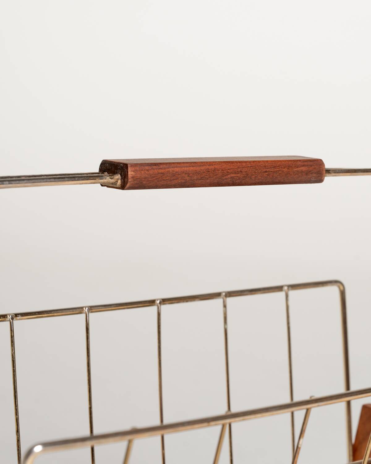 Scandinavian teak and metal magazine rack, 1960s