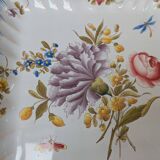 Set of 2 old square Charolles plates with flower pattern