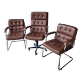 Set of 3 vintage office chairs