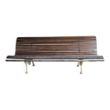 Garden bench with cast iron legs, Art Nouveau style.