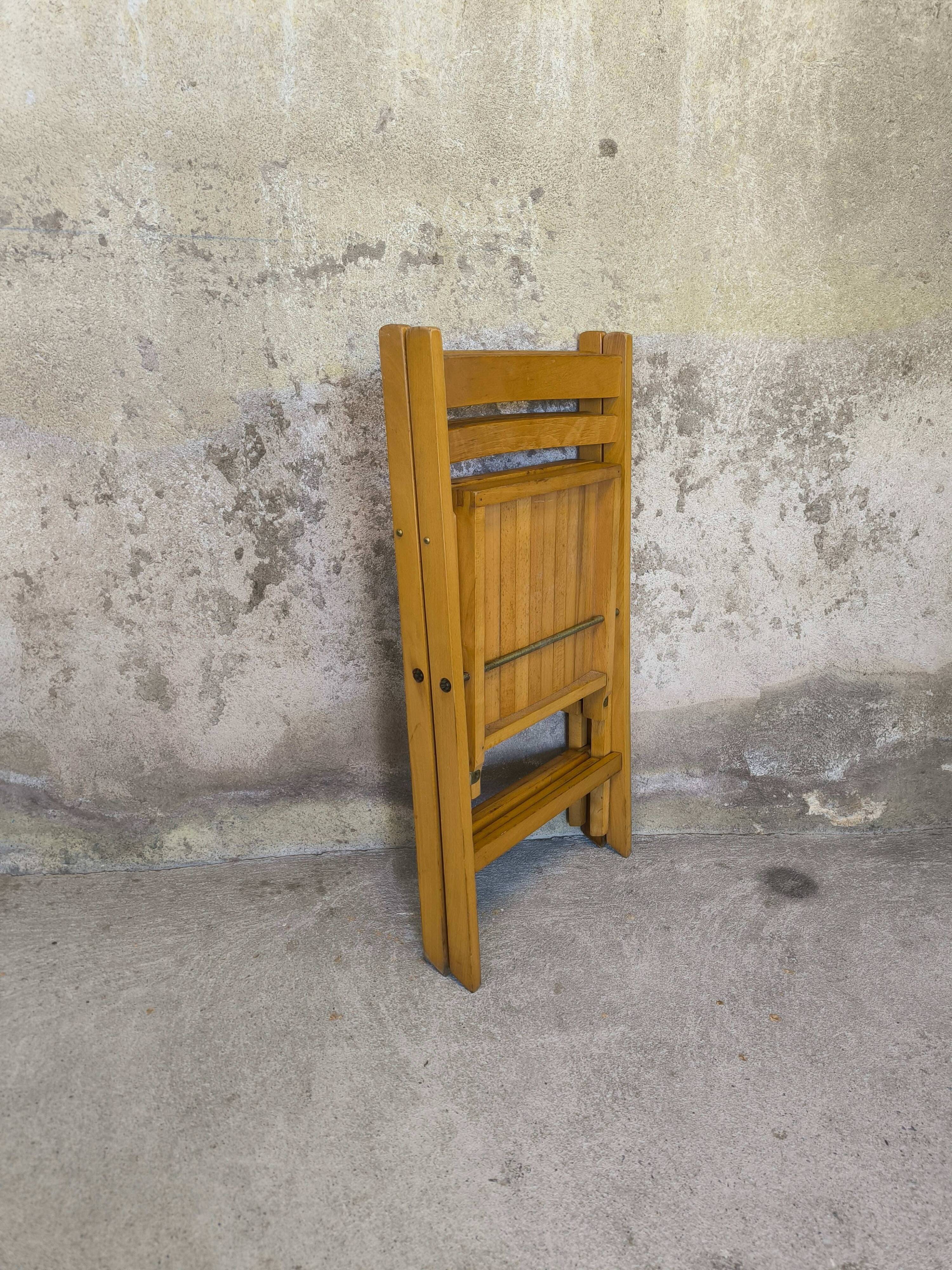 Pair of vintage folding wooden chairs
