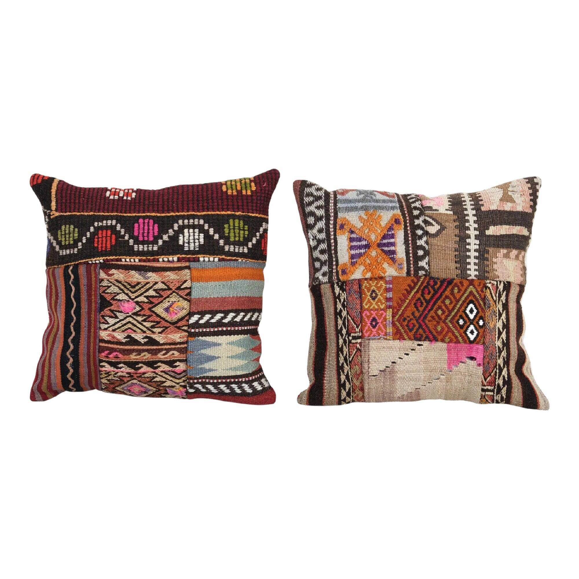 Set of 2 vintage kilim cushion covers 48x48 cm