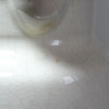 Large Art Deco toilet bowl, antique cracked faience.