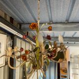 Flower painted metal chandelier