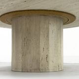 Table basse circulaire vintage en travertin, années 1970