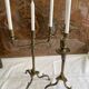 Paire de chandeliers 3 branches laiton