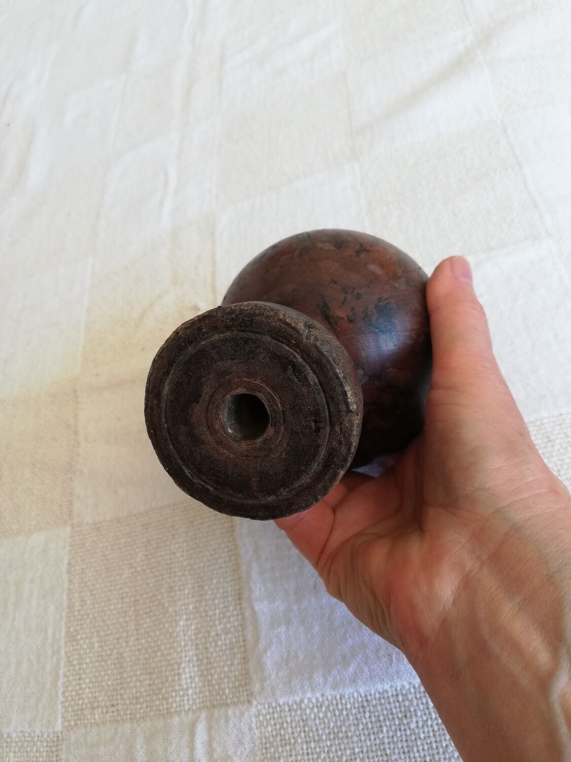 Antique wooden stair railing ball turned