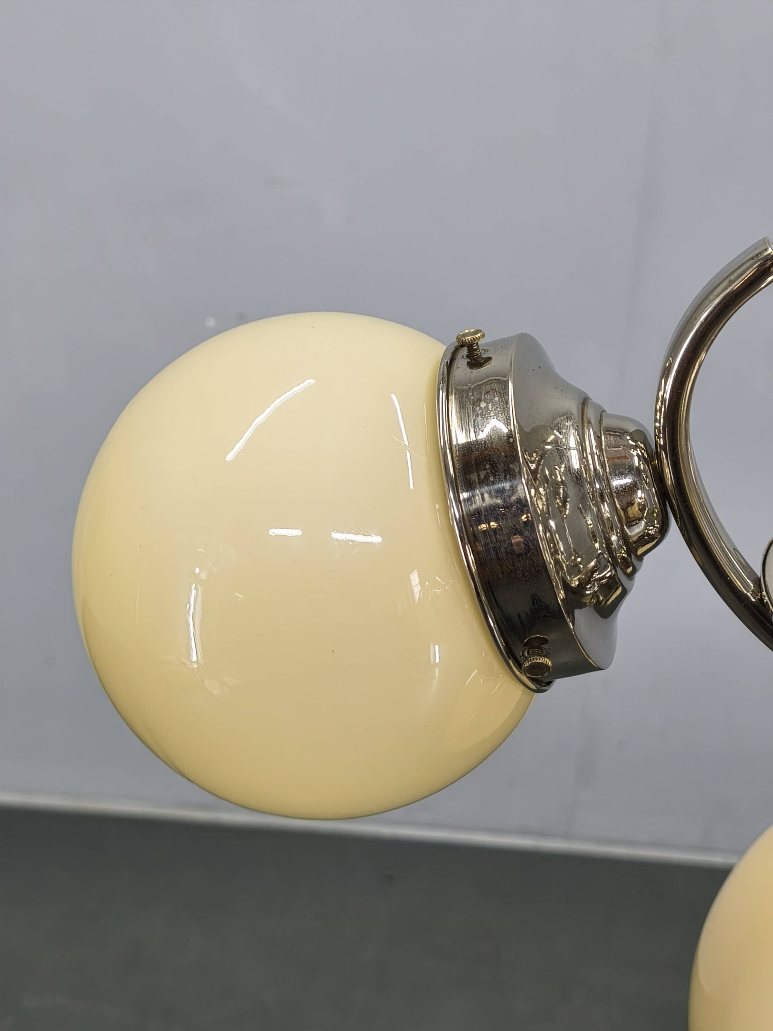 Bauhaus Globe Chandelier Czechoslovakia 1930s Chrome Pendant