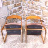 Paire de fauteuils traineau Baumann modèle Scala