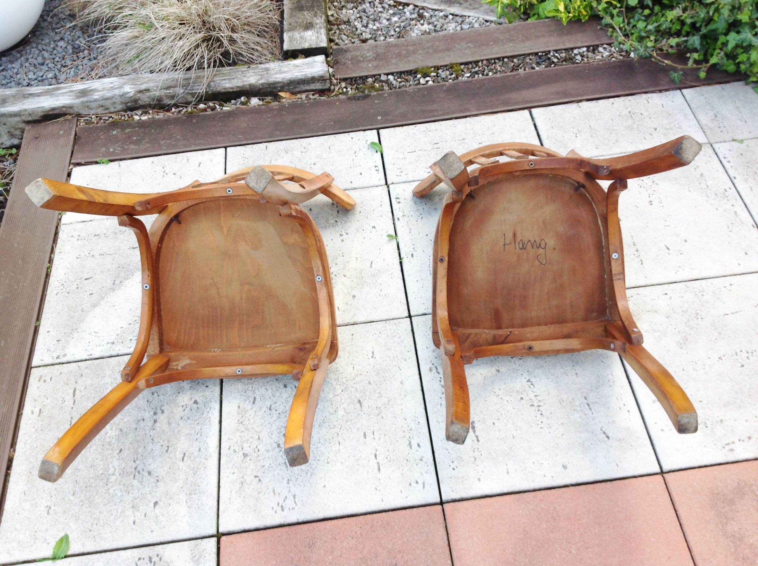 Pair of foot bistro chairs with bows / vintage 40-50s