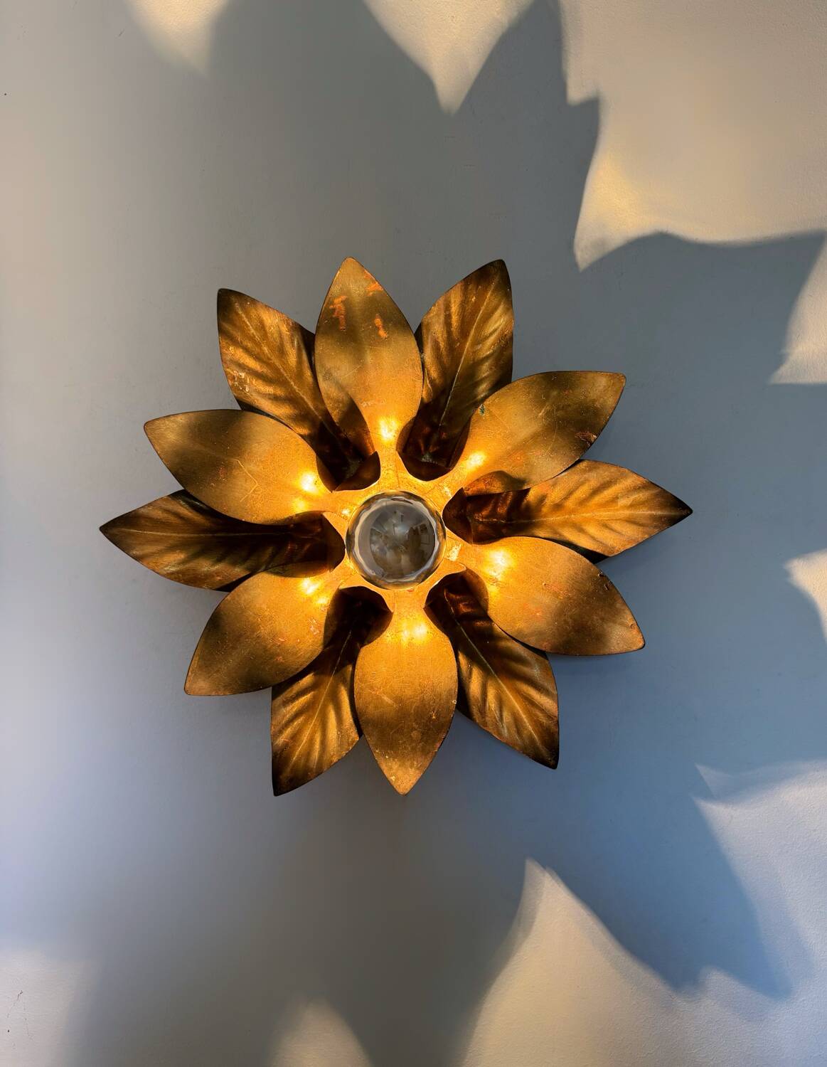 Golden flower wall light from the 70s