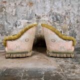 Paire de fauteuils Napoléon III en tissu Etro, France, fin XIXe