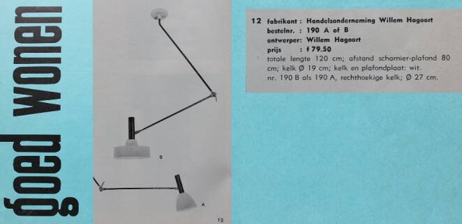 Willem Hagoort Model 190 B Ceiling Light, 1950s