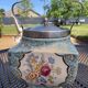 ENGLISH PORCELAIN BISCUIT BARREL ALICE BLUE AT TEA TIME DELICACIES