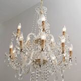 Maria Theresa Mid-Century Modern Italian 15-Light Crystal Chandelier, 1950s