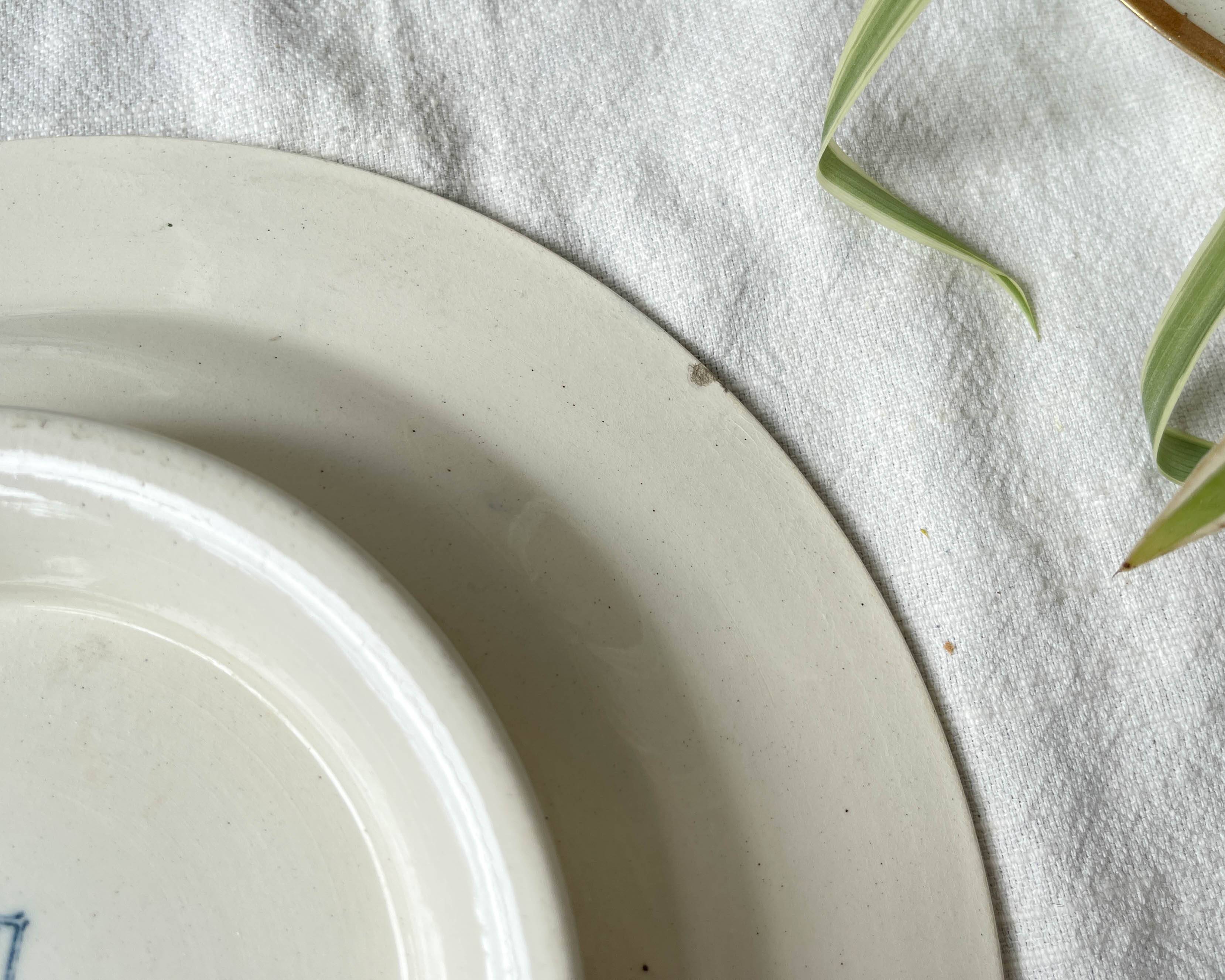 Vintage pedestal dish Blue iron earth Salins model Arbois Ennege