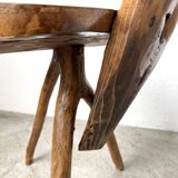 Set of three alpine chairs in solid pine, France, 1950s.