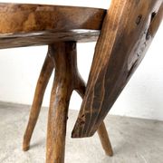 Trio de chaises d'alpage en pin massif, France, années 1950