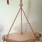 Art Deco style washbasin suspension in pale pink frosted glass