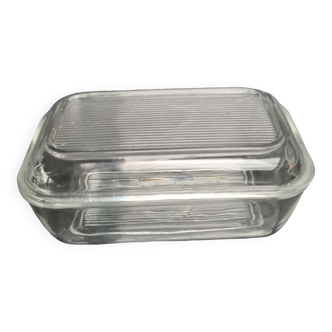 Glass butter dish: Arcoroc