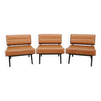 1970s Brevetti IPE Set Of Three RARE Convertible Lounge Chairs, Italy