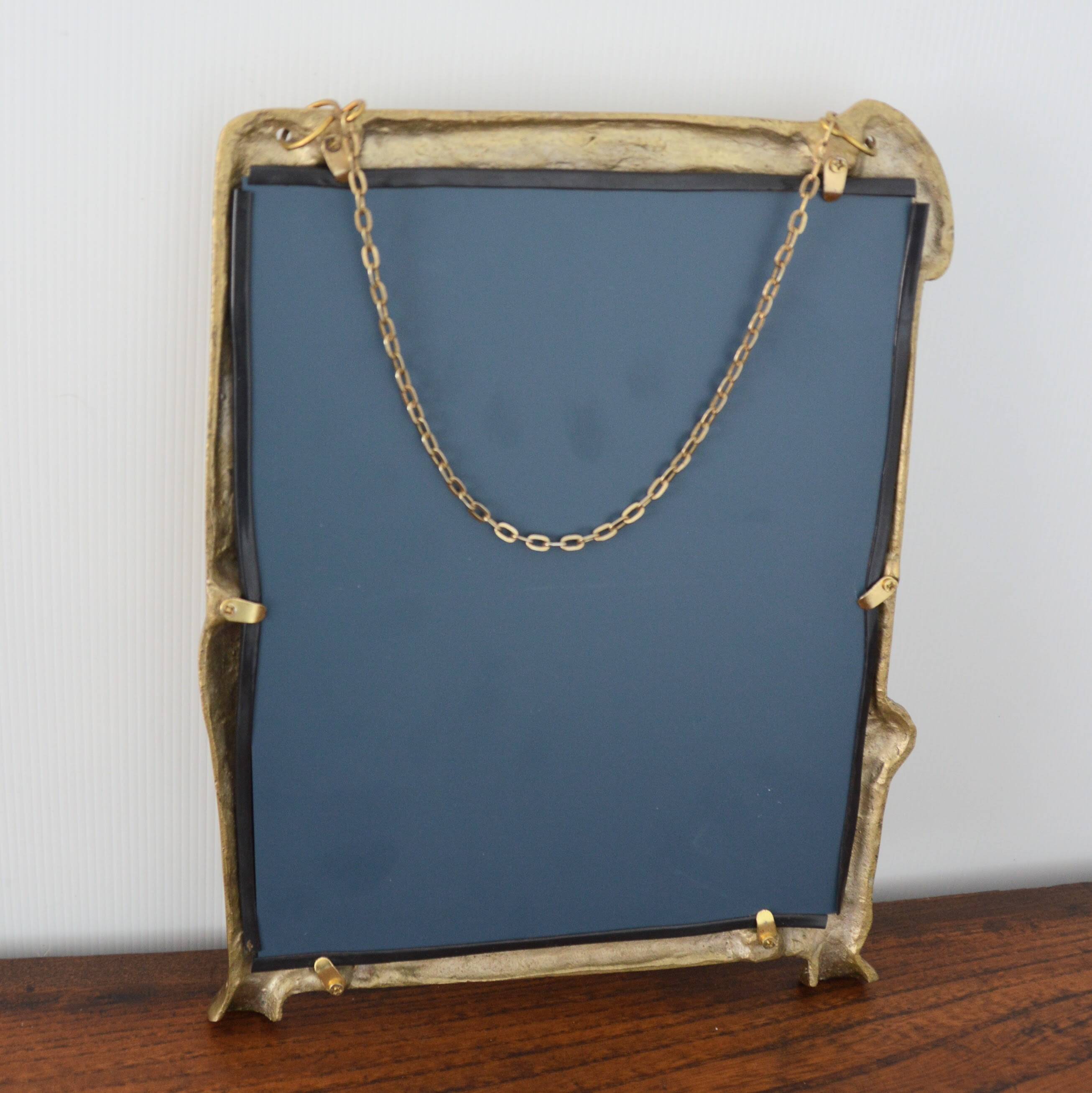 Vintage Art Nouveau Gilded Brass Wall Mirror