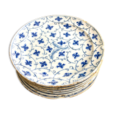 Set of 7 earthenware plates from the 18th century - blue monochrome.