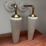 Pair of white and gold wall sconces