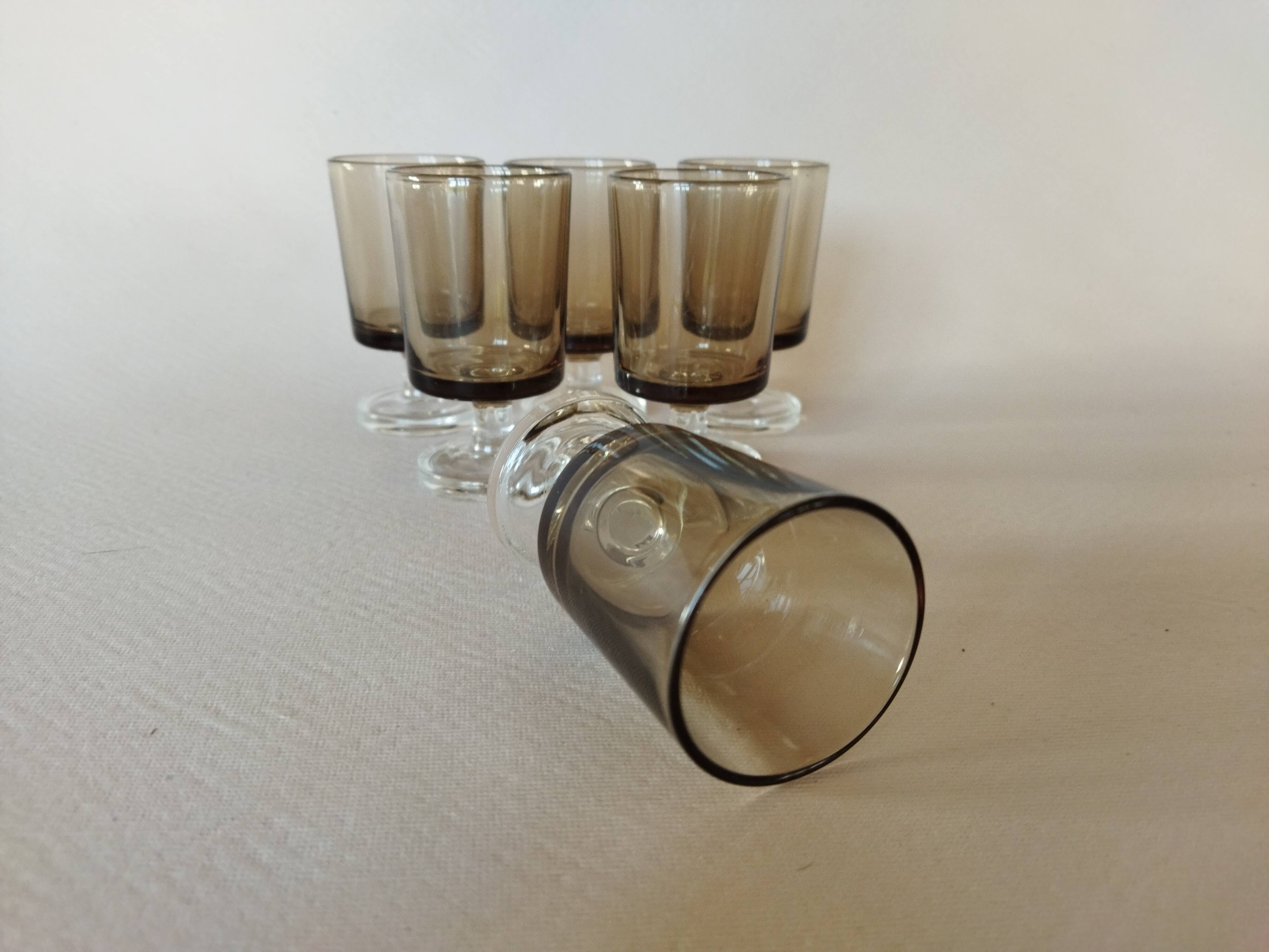 6 verres à liqueur Luminarc Suède / Cavalier fumé